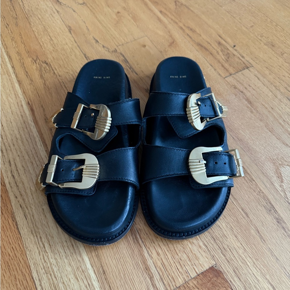 ANINE BING Waylon black slides 38/8
